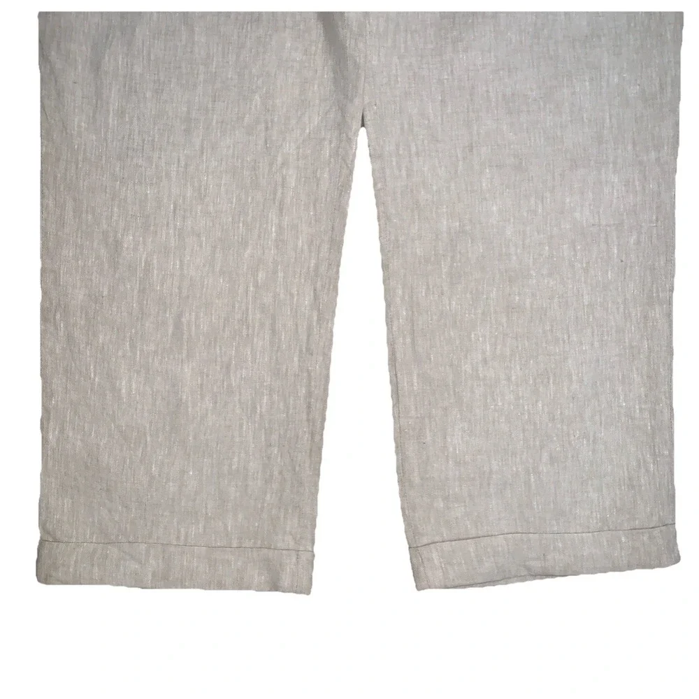 Haspel Linen Pants Oxford Dress Mens 38R Pleated Cuffed Beige Tan Summer Preppy